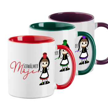 Tasse "Schwälmer Mäje" im Comicstil - Henkel in Farbe der Tracht - ca. 330ml