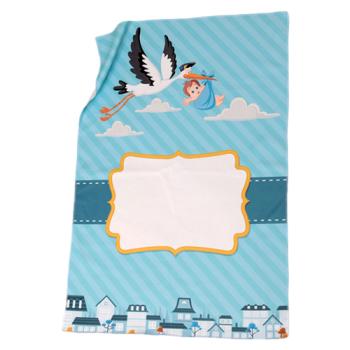 Mikrofaser-Fleecedecke "Klapperstorch" - 60x90 cm - mit bedruckbarem Bereich - individuell bedruckt