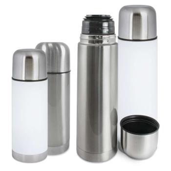 Edelstahl Thermosflasche mit Trinkbecher-Verschlusskappe - 350ml/750ml - individuell bedruckt