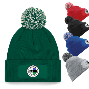 Bommelmütze JSG OSG "Wappen & Name/Initialen/Nummer" - eckiger Patch - Beanie