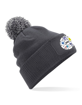Bommelmütze JSG Schrecksbach-Neukirchen "Wappen & Name/Initialen/Nummer" - eckiger Patch - Beanie