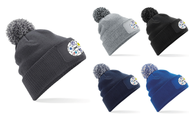 Bommelmütze JSG Schrecksbach-Neukirchen "Wappen & Name/Initialen/Nummer" - eckiger Patch - Beanie