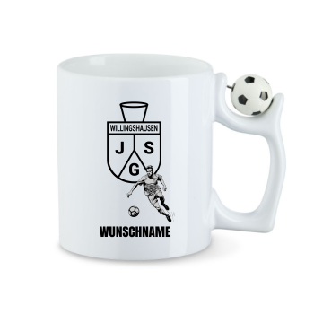 Tasse mit 3D-Fußball "JSG Willingshausen Logo + Fußballer" - personalisiert