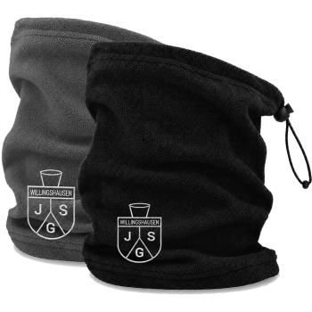 Neckwarmer / Schlauchschal aus Fleece mit gesticktem JSG-Logo - schwarz oder grau