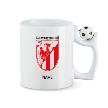 Preview: Tasse mit 3D-Fußball "TSV Schwarzenborn Logo + Fußballer"