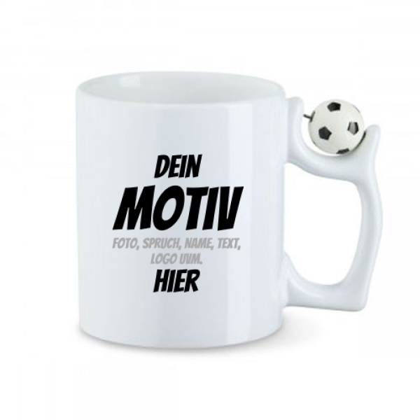 Tasse mit 3D-Fußball (drehbar) - individuell bedruckt