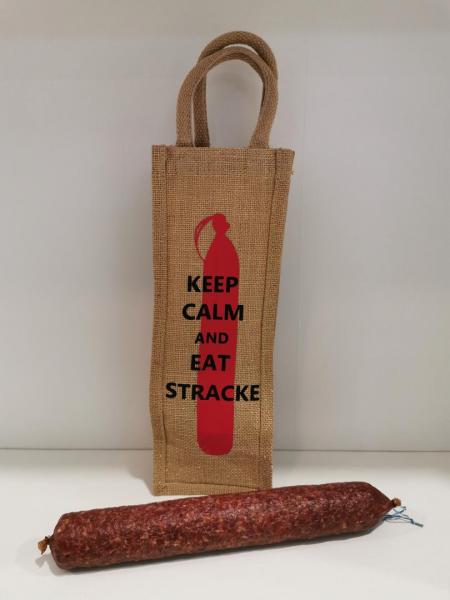 Woschtdasch "Keep Calm and eat Stracke" - Naturfarben mit Goldglitzer - 1,5 Liter