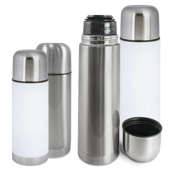 Edelstahl Thermosflasche mit Trinkbecher-Verschlusskappe - 350ml/750ml - individuell bedruckt