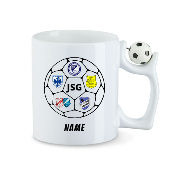 Tasse mit 3D-Fußball "JSG Schrecksbach-Neukirchen"