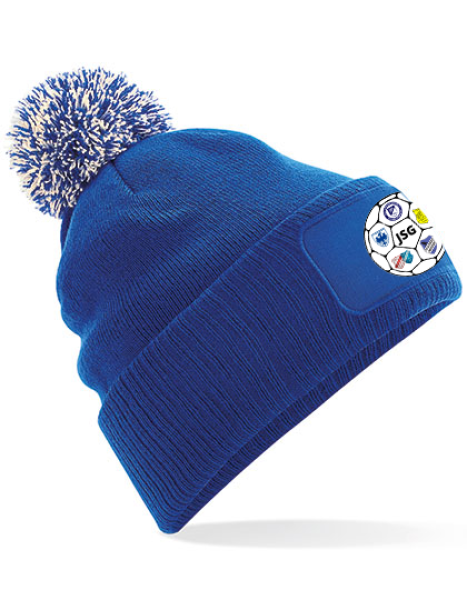 Bommelmütze JSG Schrecksbach-Neukirchen "Wappen & Name/Initialen/Nummer" - eckiger Patch - Beanie