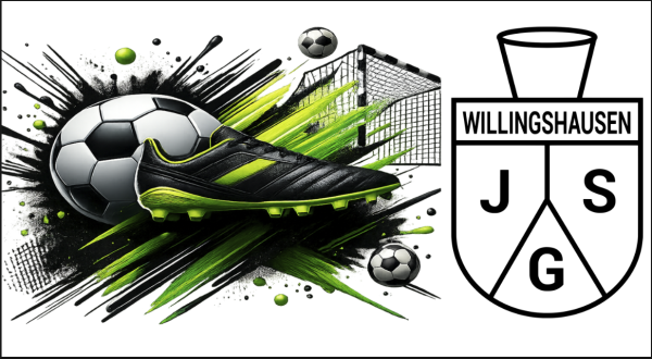 Handtuch "JSG Willingshausen" Logo + Schuh / Ball / Tor im Querformat - personalisiert
