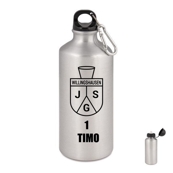 Alu-Trinkflasche "JSG Willinghausen Logo" - personalisiert - mit Wunschtext