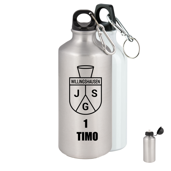Alu-Trinkflasche "JSG Willinghausen Logo" - personalisiert - mit Wunschtext