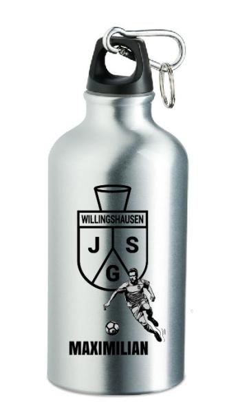 Alu-Trinkflasche "JSG Willinghausen + Fußballer" - personalisiert - mit Wunschtext