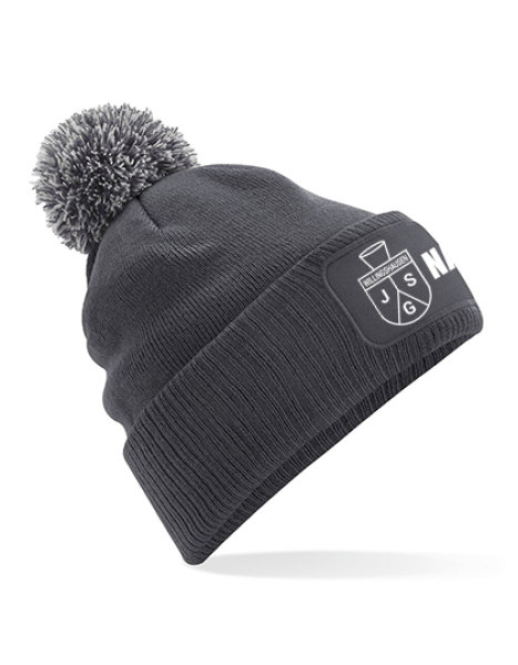 Bommelmütze JSG Willingshausen "Wappen & Name/Initialen/Nummer" - eckiger Patch - Beanie