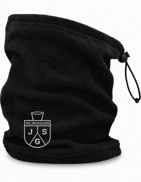 Neckwarmer / Schlauchschal aus Fleece mit gesticktem JSG-Logo - schwarz oder grau