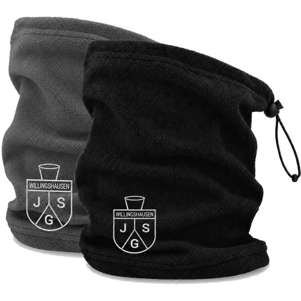 Neckwarmer / Schlauchschal aus Fleece mit gesticktem JSG-Logo - schwarz oder grau