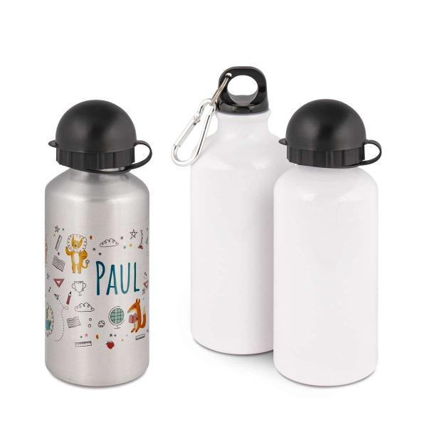 Alu-Trinkflasche mit Wunschmotiv – verschieden Größen - perfekt für Kindergarten & Schule