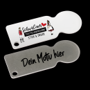 Einkaufswagenlöser aus Metall - einseitig bedruckt - weiß oder silber