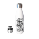 Edelstahl-Trinkflasche "JSG Willinghausen + Fußballer Splash" - personalisiert - mit Wunschtext - weiß